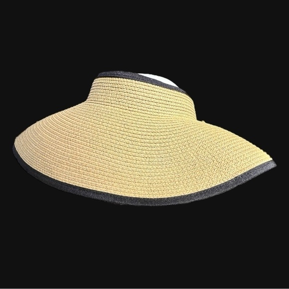 🌻Jacobson Tan Foldable Packable Empty Top Brimmed Straw Visor Cap Hat - Picture 4 of 8